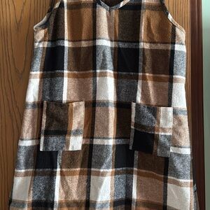 SHEIN Brown Plaid Dress